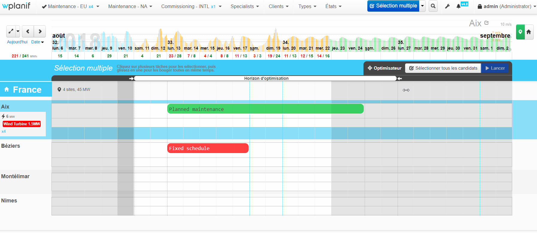 Optimisateur : ajuster l'horizon d'optimisation.