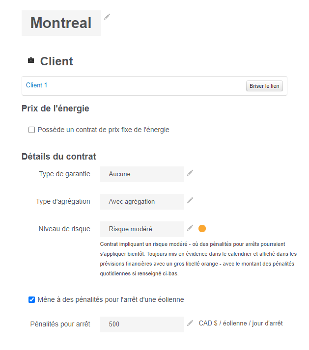 Configuration des pénalités pour arrêts